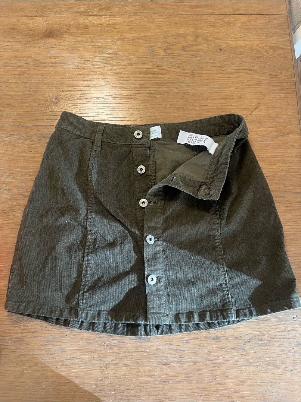 Celebrity Pink Olive Green Button-Front Mini Skirt